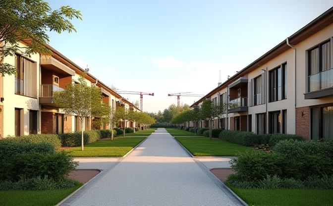 Construction Résidentielle - Quartier de maisons neuves à Lyon
